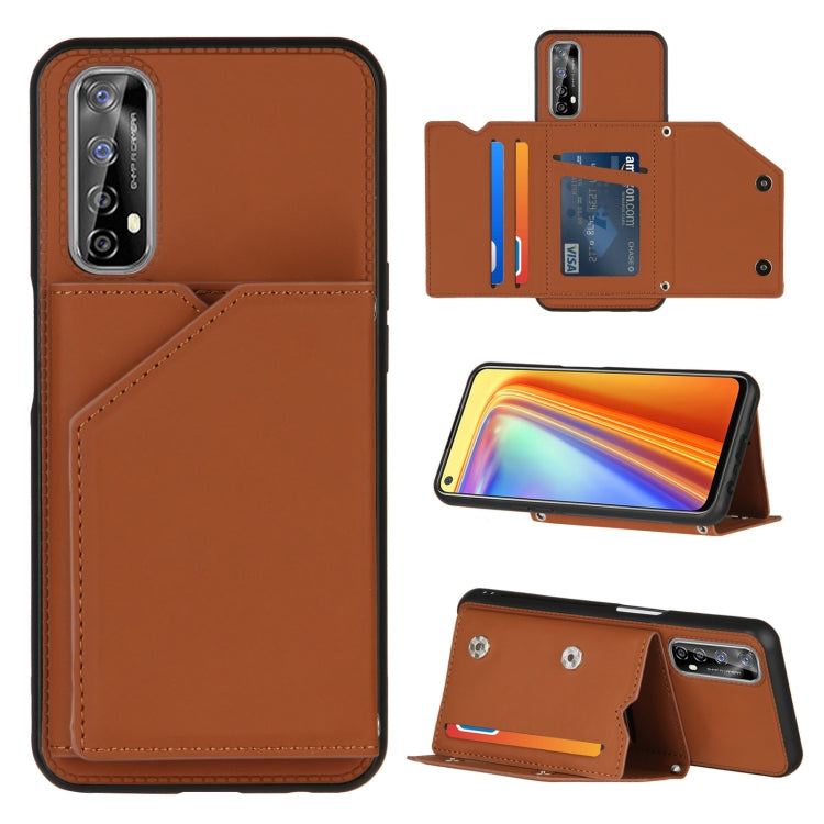 Skin Feel PU + TPU + PC Back Cover Shockproof Case with Card Slots & Holder & Photo Frame, For OPPO Realme 7, For Samsung Galaxy A50 & A30s & A50s, For OPPO Realme C11, For Samsung Galaxy A70 & A70s, For OPPO Realme C15, For Samsung Galaxy M60s & A81��...