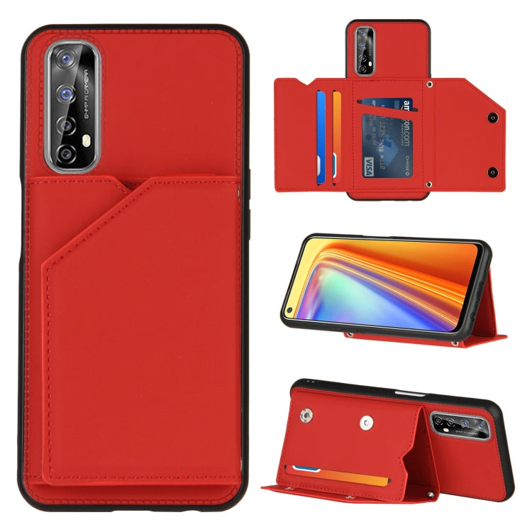 Skin Feel PU + TPU + PC Back Cover Shockproof Case with Card Slots & Holder & Photo Frame, For OPPO Realme 7, For Samsung Galaxy A50 & A30s & A50s, For OPPO Realme C11, For Samsung Galaxy A70 & A70s, For OPPO Realme C15, For Samsung Galaxy M60s & A81��...