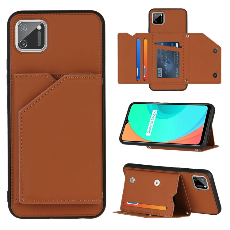 Skin Feel PU + TPU + PC Back Cover Shockproof Case with Card Slots & Holder & Photo Frame, For OPPO Realme 7, For Samsung Galaxy A50 & A30s & A50s, For OPPO Realme C11, For Samsung Galaxy A70 & A70s, For OPPO Realme C15, For Samsung Galaxy M60s & A81��...