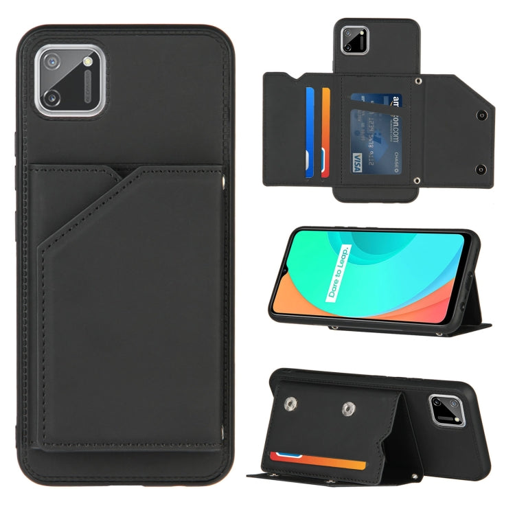 Skin Feel PU + TPU + PC Back Cover Shockproof Case with Card Slots & Holder & Photo Frame, For OPPO Realme 7, For Samsung Galaxy A50 & A30s & A50s, For OPPO Realme C11, For Samsung Galaxy A70 & A70s, For OPPO Realme C15, For Samsung Galaxy M60s & A81��...