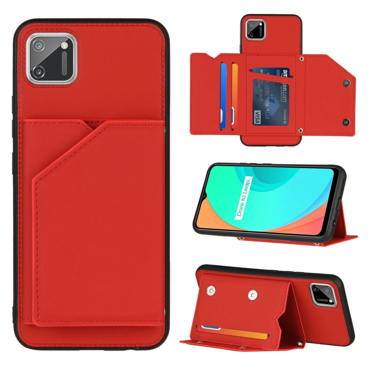 Skin Feel PU + TPU + PC Back Cover Shockproof Case with Card Slots & Holder & Photo Frame, For OPPO Realme 7, For Samsung Galaxy A50 & A30s & A50s, For OPPO Realme C11, For Samsung Galaxy A70 & A70s, For OPPO Realme C15, For Samsung Galaxy M60s & A81��...