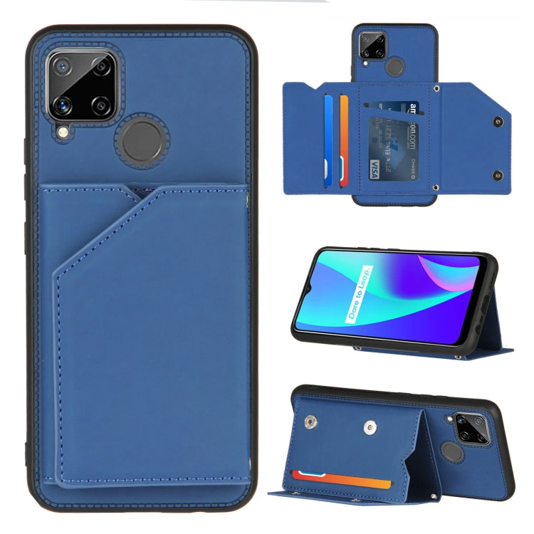 Skin Feel PU + TPU + PC Back Cover Shockproof Case with Card Slots & Holder & Photo Frame, For OPPO Realme 7, For Samsung Galaxy A50 & A30s & A50s, For OPPO Realme C11, For Samsung Galaxy A70 & A70s, For OPPO Realme C15, For Samsung Galaxy M60s & A81��...