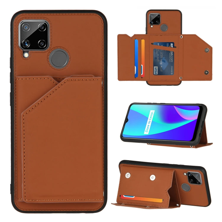 Skin Feel PU + TPU + PC Back Cover Shockproof Case with Card Slots & Holder & Photo Frame, For OPPO Realme 7, For Samsung Galaxy A50 & A30s & A50s, For OPPO Realme C11, For Samsung Galaxy A70 & A70s, For OPPO Realme C15, For Samsung Galaxy M60s & A81��...