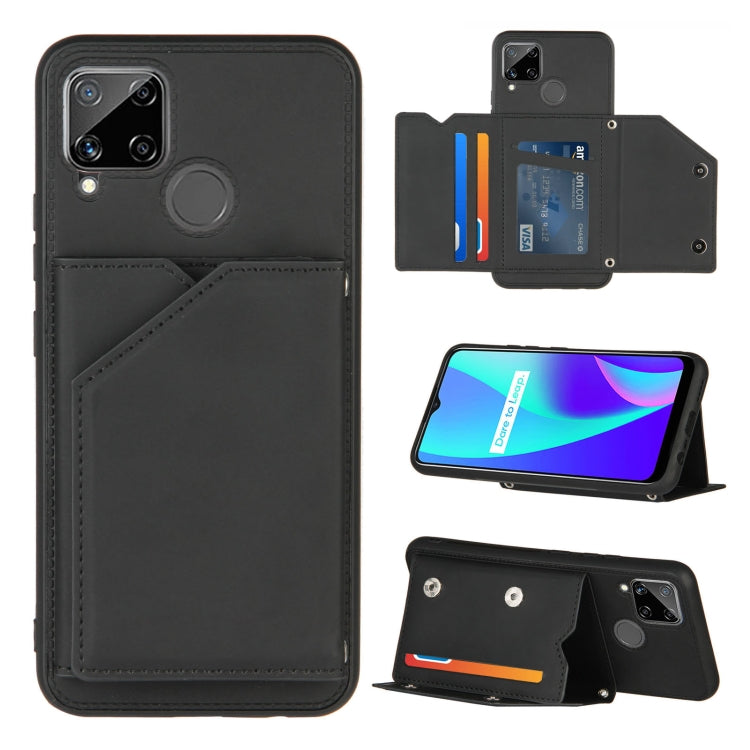 Skin Feel PU + TPU + PC Back Cover Shockproof Case with Card Slots & Holder & Photo Frame, For OPPO Realme 7, For Samsung Galaxy A50 & A30s & A50s, For OPPO Realme C11, For Samsung Galaxy A70 & A70s, For OPPO Realme C15, For Samsung Galaxy M60s & A81��...
