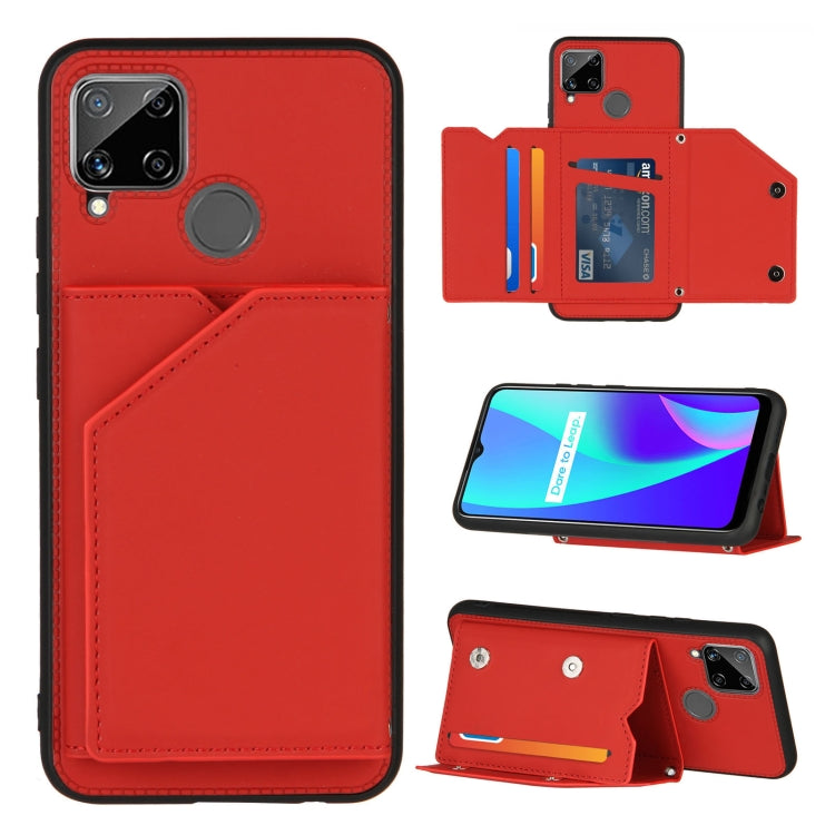 Skin Feel PU + TPU + PC Back Cover Shockproof Case with Card Slots & Holder & Photo Frame, For OPPO Realme 7, For Samsung Galaxy A50 & A30s & A50s, For OPPO Realme C11, For Samsung Galaxy A70 & A70s, For OPPO Realme C15, For Samsung Galaxy M60s & A81��...