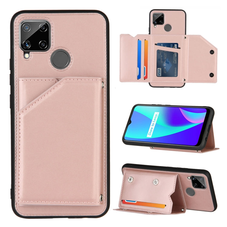 Skin Feel PU + TPU + PC Back Cover Shockproof Case with Card Slots & Holder & Photo Frame, For OPPO Realme 7, For Samsung Galaxy A50 & A30s & A50s, For OPPO Realme C11, For Samsung Galaxy A70 & A70s, For OPPO Realme C15, For Samsung Galaxy M60s & A81��...