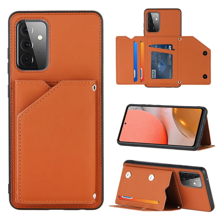 Skin Feel PU + TPU + PC Back Cover Shockproof Case with Card Slots & Holder & Photo Frame, For OPPO A7 / A5s / A12, For Samsung Galaxy A12, For Samsung Galaxy A52 5G / 4G, For Samsung Galaxy A72 5G / 4G, For Samsung Galaxy S21 5G�����������������������...