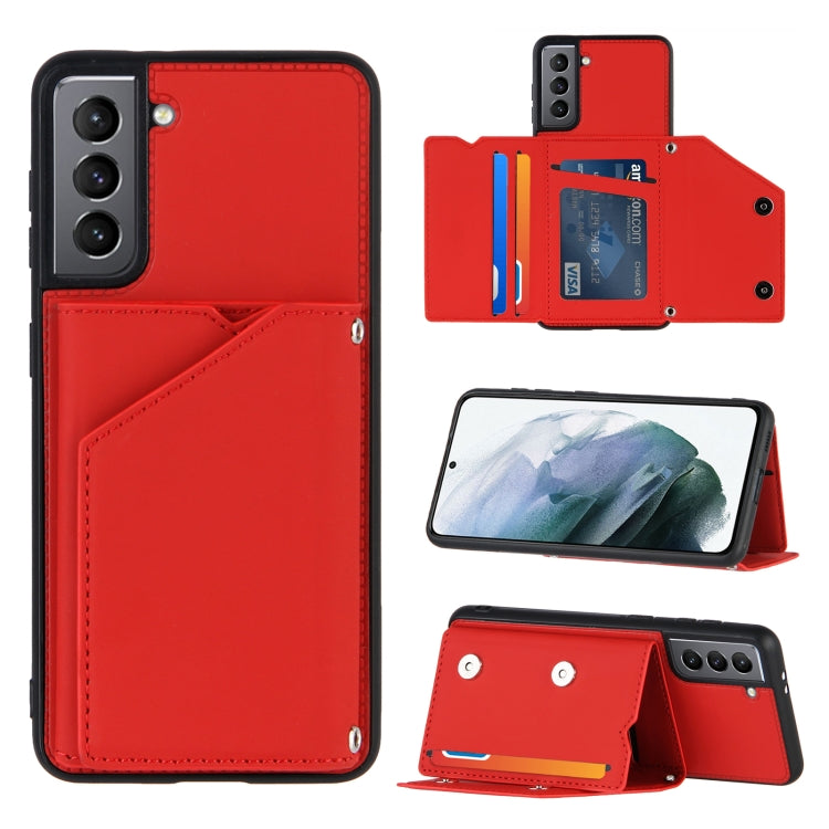 Skin Feel PU + TPU + PC Back Cover Shockproof Case with Card Slots & Holder & Photo Frame, For OPPO A7 / A5s / A12, For Samsung Galaxy A12, For Samsung Galaxy A52 5G / 4G, For Samsung Galaxy A72 5G / 4G, For Samsung Galaxy S21 5G�����������������������...
