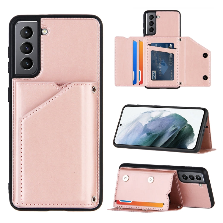 Skin Feel PU + TPU + PC Back Cover Shockproof Case with Card Slots & Holder & Photo Frame, For OPPO A7 / A5s / A12, For Samsung Galaxy A12, For Samsung Galaxy A52 5G / 4G, For Samsung Galaxy A72 5G / 4G, For Samsung Galaxy S21 5G�����������������������...