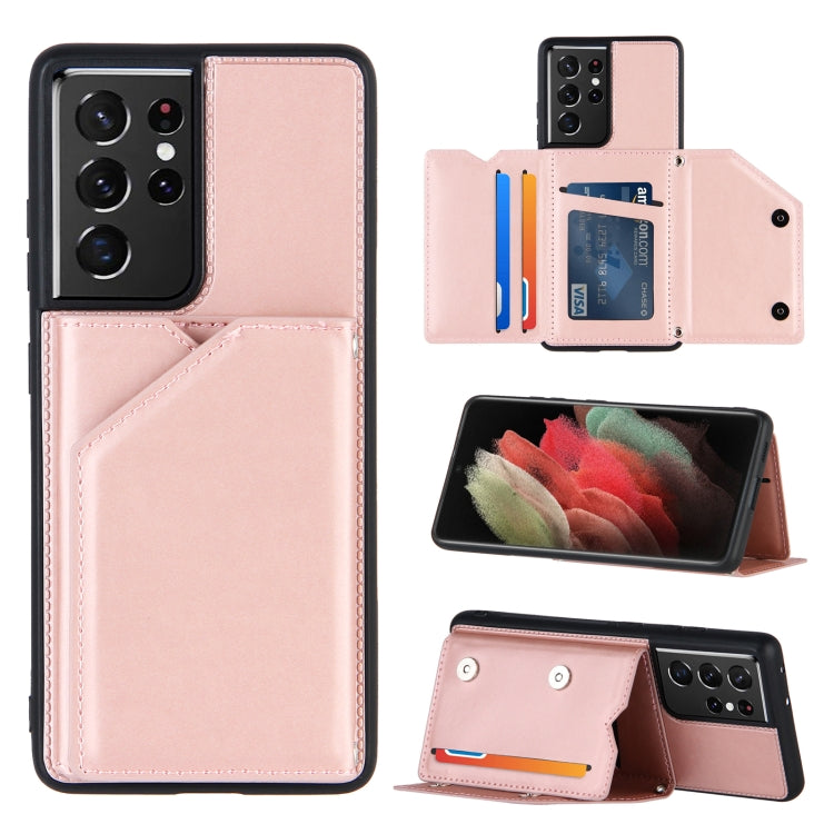 Skin Feel PU + TPU + PC Back Cover Shockproof Case with Card Slots & Holder & Photo Frame, For OPPO A7 / A5s / A12, For Samsung Galaxy A12, For Samsung Galaxy A52 5G / 4G, For Samsung Galaxy A72 5G / 4G, For Samsung Galaxy S21 5G�����������������������...