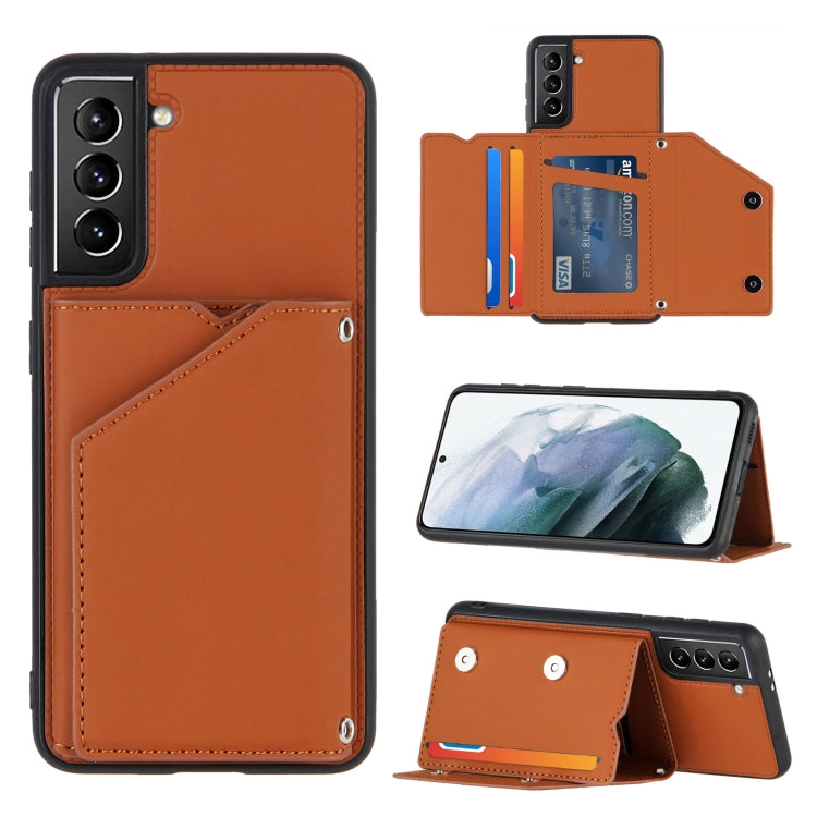 Skin Feel PU + TPU + PC Back Cover Shockproof Case with Card Slots & Holder & Photo Frame, For OPPO A7 / A5s / A12, For Samsung Galaxy A12, For Samsung Galaxy A52 5G / 4G, For Samsung Galaxy A72 5G / 4G, For Samsung Galaxy S21 5G�����������������������...