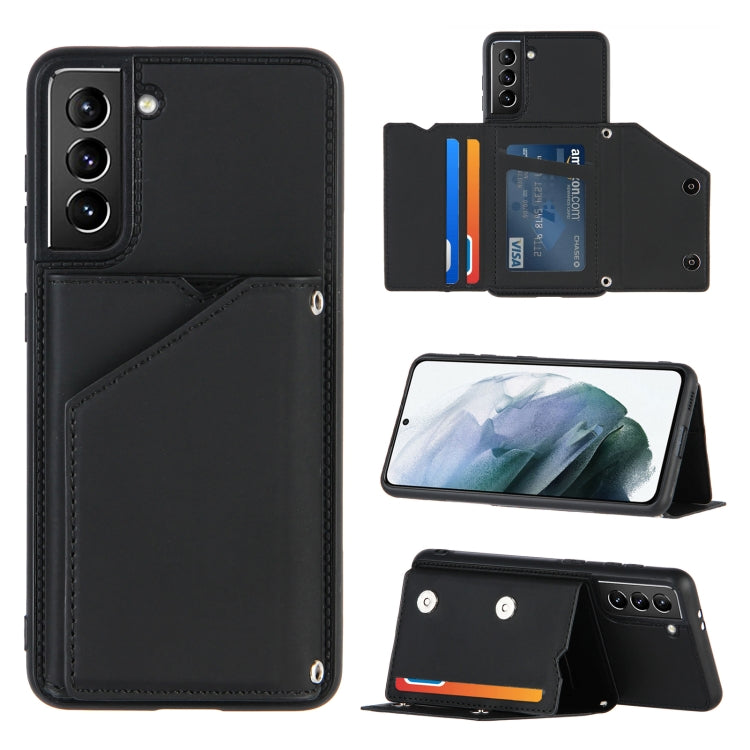 Skin Feel PU + TPU + PC Back Cover Shockproof Case with Card Slots & Holder & Photo Frame, For OPPO A7 / A5s / A12, For Samsung Galaxy A12, For Samsung Galaxy A52 5G / 4G, For Samsung Galaxy A72 5G / 4G, For Samsung Galaxy S21 5G�����������������������...