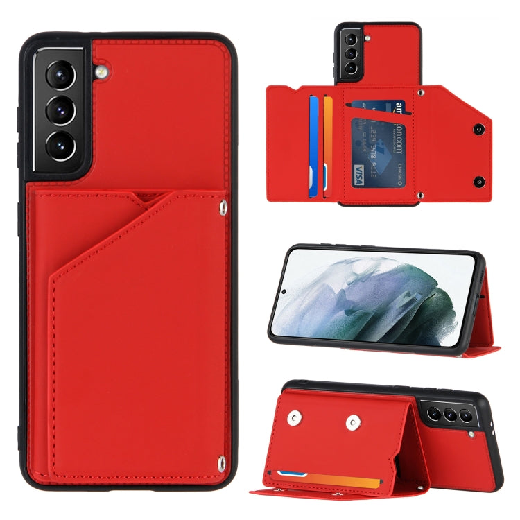 Skin Feel PU + TPU + PC Back Cover Shockproof Case with Card Slots & Holder & Photo Frame, For OPPO A7 / A5s / A12, For Samsung Galaxy A12, For Samsung Galaxy A52 5G / 4G, For Samsung Galaxy A72 5G / 4G, For Samsung Galaxy S21 5G�����������������������...