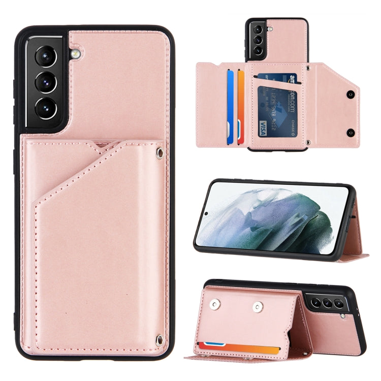 Skin Feel PU + TPU + PC Back Cover Shockproof Case with Card Slots & Holder & Photo Frame, For OPPO A7 / A5s / A12, For Samsung Galaxy A12, For Samsung Galaxy A52 5G / 4G, For Samsung Galaxy A72 5G / 4G, For Samsung Galaxy S21 5G�����������������������...