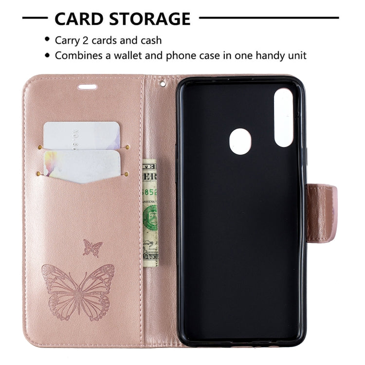 Two Butterflies Embossing Pattern Horizontal Flip Leather Case with Holder & Card Slot & Wallet & Lanyard, For Galaxy A20s, For Xiaomi Redmi Note 8 Pro