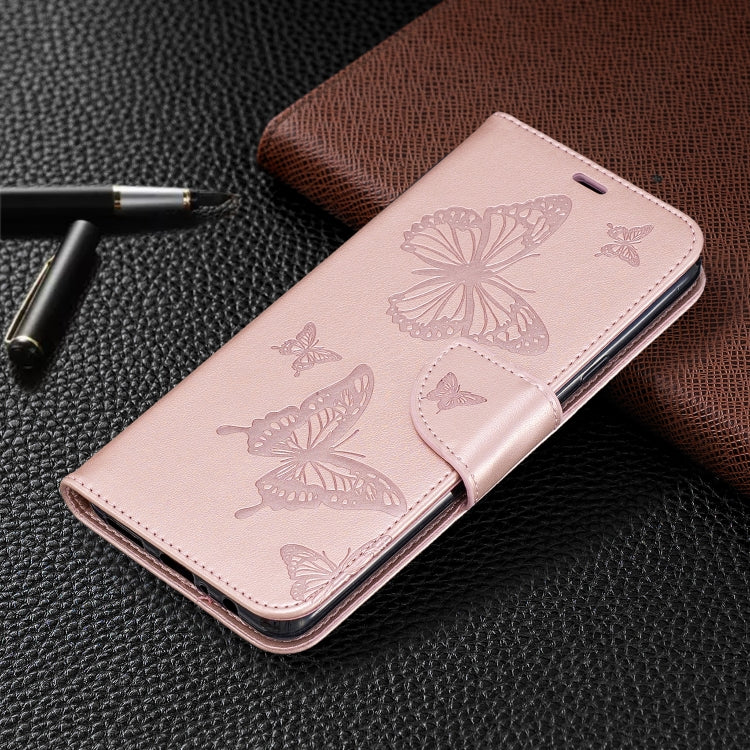 Two Butterflies Embossing Pattern Horizontal Flip Leather Case with Holder & Card Slot & Wallet & Lanyard, For Galaxy A20s, For Xiaomi Redmi Note 8 Pro