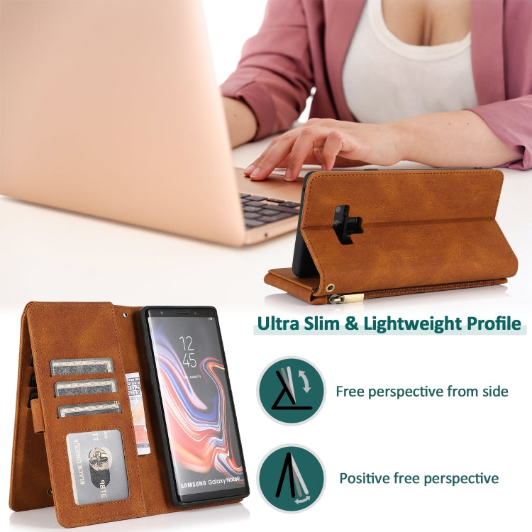 Skin-feel Crazy Horse Texture Zipper Wallet Bag Horizontal Flip Leather Case with Holder & Card Slots & Wallet & Lanyard, For Samsung Galaxy Note9, For Samsung Galaxy Note10, For Samsung Galaxy Note10+, For Samsung Galaxy Note20������������������������...
