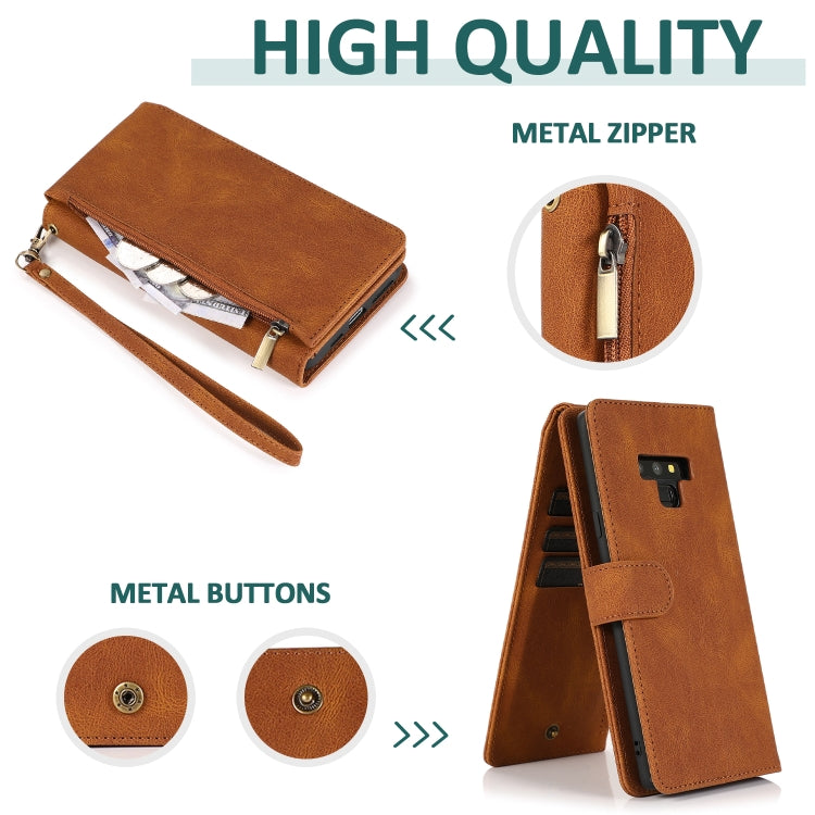 Skin-feel Crazy Horse Texture Zipper Wallet Bag Horizontal Flip Leather Case with Holder & Card Slots & Wallet & Lanyard, For Samsung Galaxy Note9, For Samsung Galaxy Note10, For Samsung Galaxy Note10+, For Samsung Galaxy Note20������������������������...