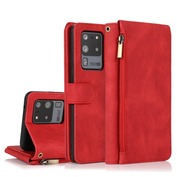 Skin-feel Crazy Horse Texture Zipper Wallet Bag Horizontal Flip Leather Case with Holder & Card Slots & Wallet & Lanyard, For Samsung Galaxy S20, For Samsung Galaxy S20+, For Samsung Galaxy S20 Ultra, For Samsung Galaxy S20 FE 5G�����������������������...