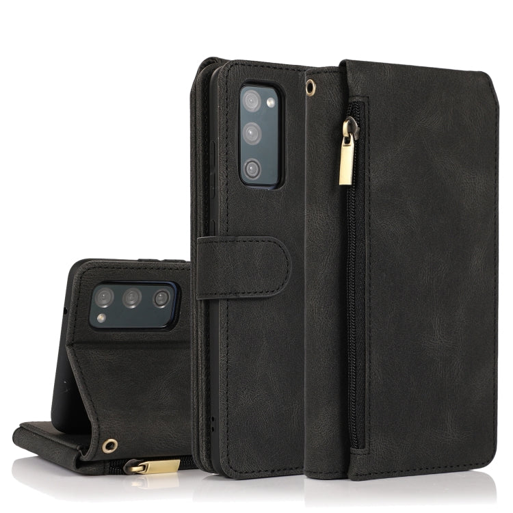 Skin-feel Crazy Horse Texture Zipper Wallet Bag Horizontal Flip Leather Case with Holder & Card Slots & Wallet & Lanyard, For Samsung Galaxy S20, For Samsung Galaxy S20+, For Samsung Galaxy S20 Ultra, For Samsung Galaxy S20 FE 5G�����������������������...