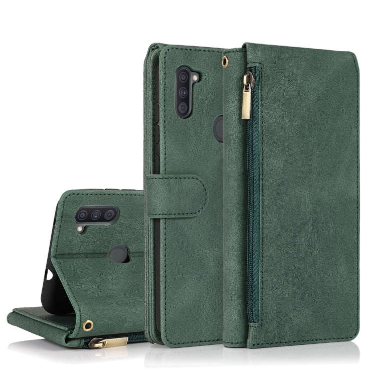 Skin-feel Crazy Horse Texture Zipper Wallet Bag Horizontal Flip Leather Case with Holder & Card Slots & Wallet & Lanyard, For Samsung Galaxy A11, For Samsung Galaxy A12, For Samsung Galaxy A20 / A30, For Samsung Galaxy A21, For Samsung Galaxy A21s�����...