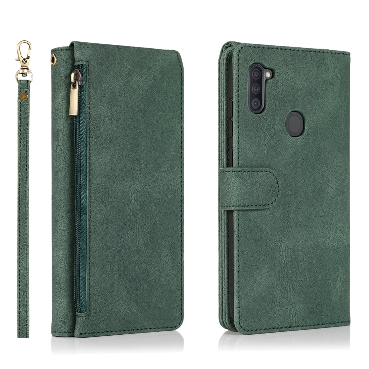 Skin-feel Crazy Horse Texture Zipper Wallet Bag Horizontal Flip Leather Case with Holder & Card Slots & Wallet & Lanyard, For Samsung Galaxy A11, For Samsung Galaxy A12, For Samsung Galaxy A20 / A30, For Samsung Galaxy A21, For Samsung Galaxy A21s�����...