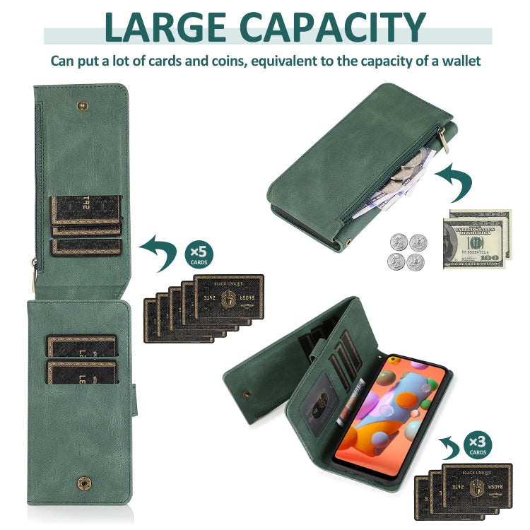 Skin-feel Crazy Horse Texture Zipper Wallet Bag Horizontal Flip Leather Case with Holder & Card Slots & Wallet & Lanyard, For Samsung Galaxy A11, For Samsung Galaxy A12, For Samsung Galaxy A20 / A30, For Samsung Galaxy A21, For Samsung Galaxy A21s�����...