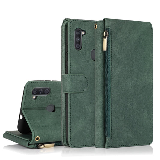 Skin-feel Crazy Horse Texture Zipper Wallet Bag Horizontal Flip Leather Case with Holder & Card Slots & Wallet & Lanyard, For Samsung Galaxy A11, For Samsung Galaxy A12, For Samsung Galaxy A20 / A30, For Samsung Galaxy A21, For Samsung Galaxy A21s�����...