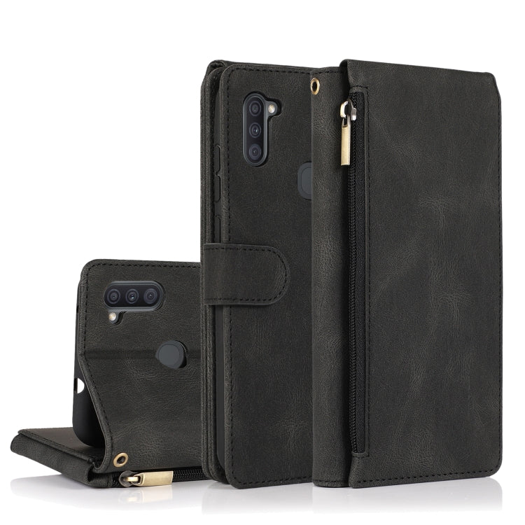 Skin-feel Crazy Horse Texture Zipper Wallet Bag Horizontal Flip Leather Case with Holder & Card Slots & Wallet & Lanyard, For Samsung Galaxy A11, For Samsung Galaxy A12, For Samsung Galaxy A20 / A30, For Samsung Galaxy A21, For Samsung Galaxy A21s�����...