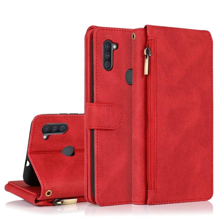 Skin-feel Crazy Horse Texture Zipper Wallet Bag Horizontal Flip Leather Case with Holder & Card Slots & Wallet & Lanyard, For Samsung Galaxy A11, For Samsung Galaxy A12, For Samsung Galaxy A20 / A30, For Samsung Galaxy A21, For Samsung Galaxy A21s�����...