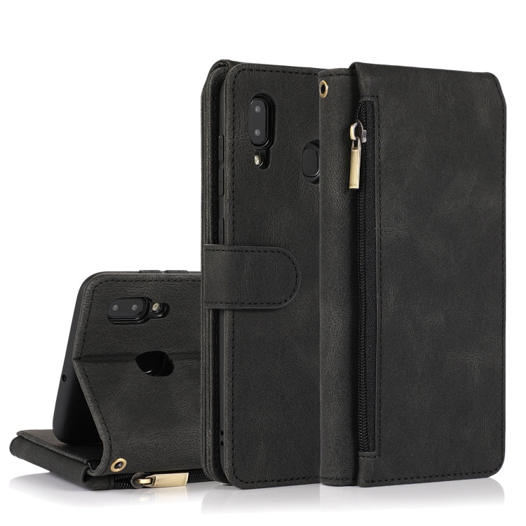 Skin-feel Crazy Horse Texture Zipper Wallet Bag Horizontal Flip Leather Case with Holder & Card Slots & Wallet & Lanyard, For Samsung Galaxy A11, For Samsung Galaxy A12, For Samsung Galaxy A20 / A30, For Samsung Galaxy A21, For Samsung Galaxy A21s�����...