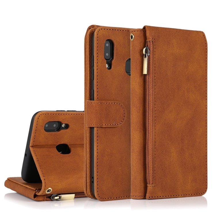 Skin-feel Crazy Horse Texture Zipper Wallet Bag Horizontal Flip Leather Case with Holder & Card Slots & Wallet & Lanyard, For Samsung Galaxy A11, For Samsung Galaxy A12, For Samsung Galaxy A20 / A30, For Samsung Galaxy A21, For Samsung Galaxy A21s�����...