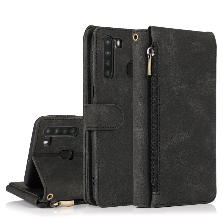 Skin-feel Crazy Horse Texture Zipper Wallet Bag Horizontal Flip Leather Case with Holder & Card Slots & Wallet & Lanyard, For Samsung Galaxy A11, For Samsung Galaxy A12, For Samsung Galaxy A20 / A30, For Samsung Galaxy A21, For Samsung Galaxy A21s�����...