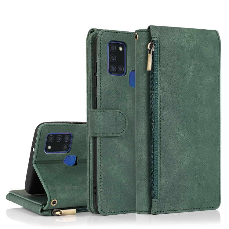 Skin-feel Crazy Horse Texture Zipper Wallet Bag Horizontal Flip Leather Case with Holder & Card Slots & Wallet & Lanyard, For Samsung Galaxy A11, For Samsung Galaxy A12, For Samsung Galaxy A20 / A30, For Samsung Galaxy A21, For Samsung Galaxy A21s�����...