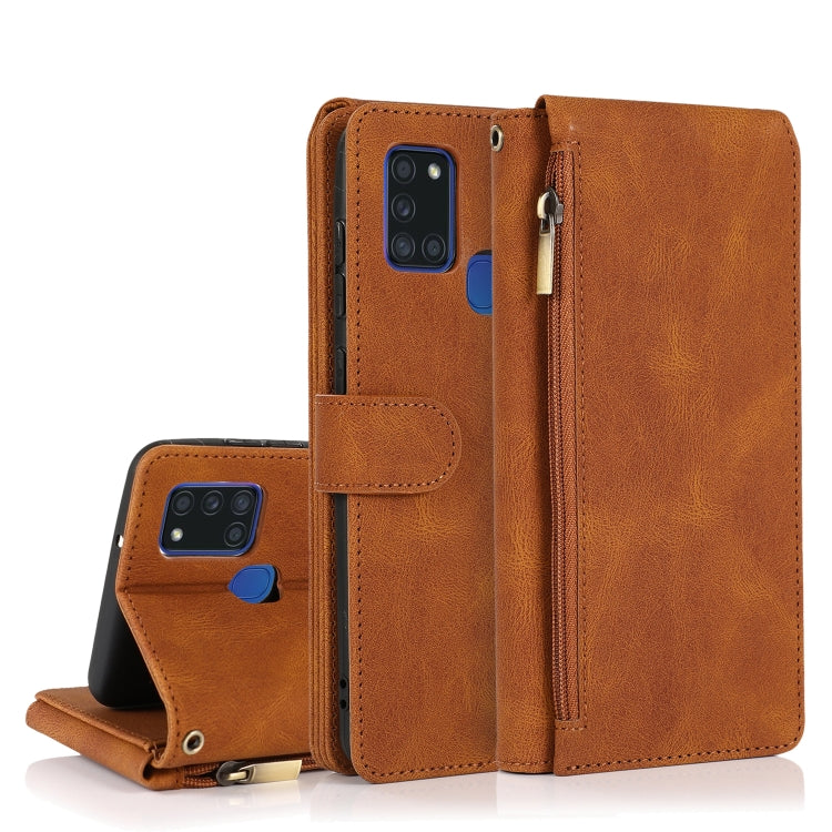 Skin-feel Crazy Horse Texture Zipper Wallet Bag Horizontal Flip Leather Case with Holder & Card Slots & Wallet & Lanyard, For Samsung Galaxy A11, For Samsung Galaxy A12, For Samsung Galaxy A20 / A30, For Samsung Galaxy A21, For Samsung Galaxy A21s�����...