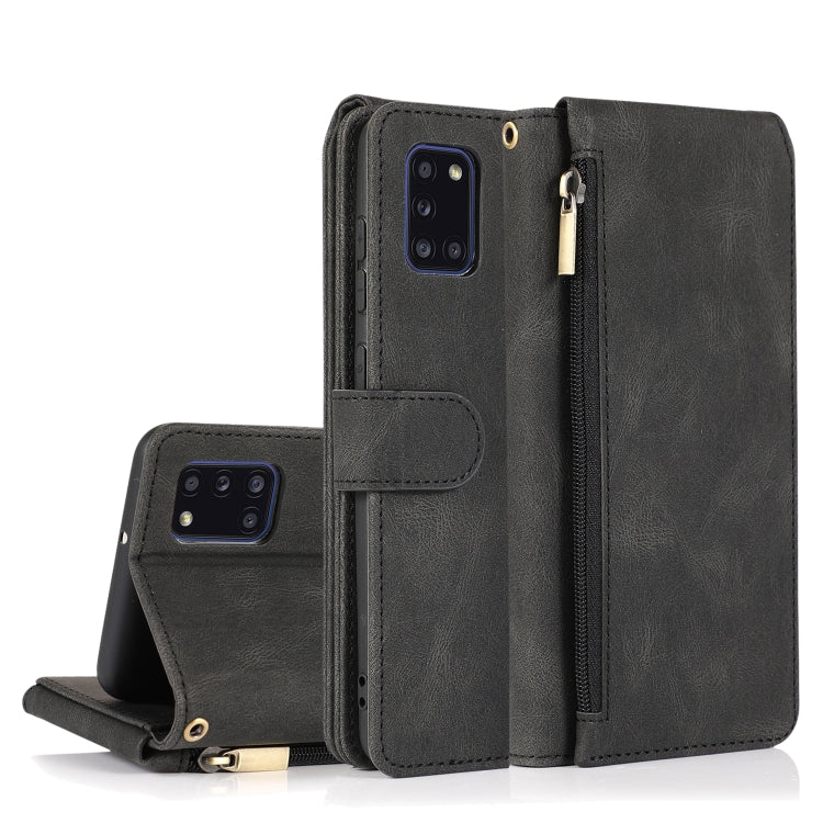 Skin-feel Crazy Horse Texture Zipper Wallet Bag Horizontal Flip Leather Case with Holder & Card Slots & Wallet & Lanyard, For Samsung Galaxy A11, For Samsung Galaxy A12, For Samsung Galaxy A20 / A30, For Samsung Galaxy A21, For Samsung Galaxy A21s�����...