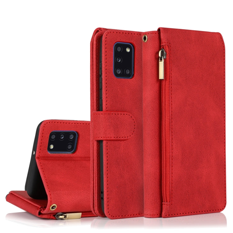 Skin-feel Crazy Horse Texture Zipper Wallet Bag Horizontal Flip Leather Case with Holder & Card Slots & Wallet & Lanyard, For Samsung Galaxy A11, For Samsung Galaxy A12, For Samsung Galaxy A20 / A30, For Samsung Galaxy A21, For Samsung Galaxy A21s�����...