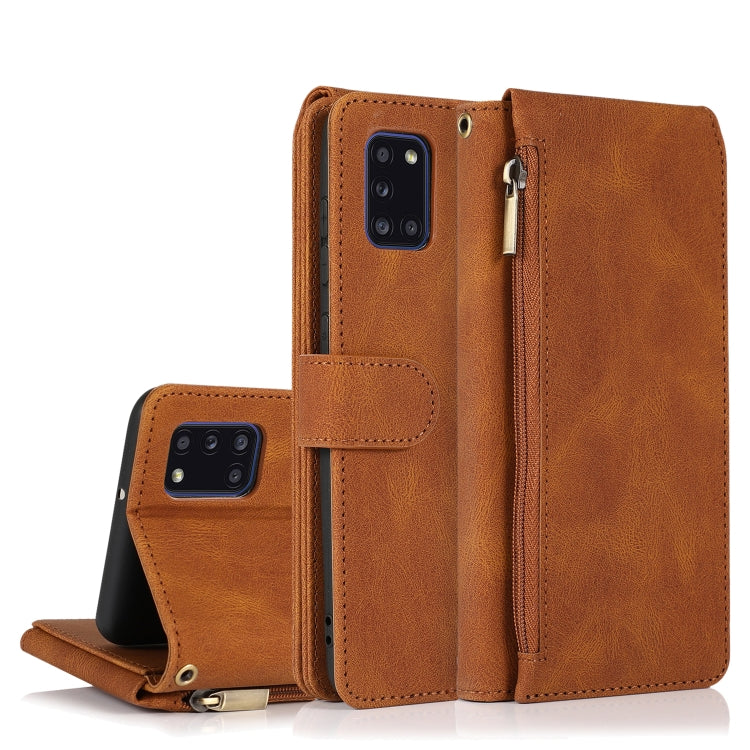 Skin-feel Crazy Horse Texture Zipper Wallet Bag Horizontal Flip Leather Case with Holder & Card Slots & Wallet & Lanyard, For Samsung Galaxy A11, For Samsung Galaxy A12, For Samsung Galaxy A20 / A30, For Samsung Galaxy A21, For Samsung Galaxy A21s�����...