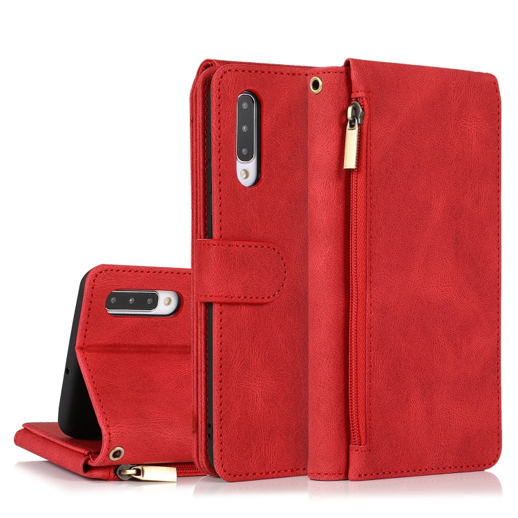 Skin-feel Crazy Horse Texture Zipper Wallet Bag Horizontal Flip Leather Case with Holder & Card Slots & Wallet & Lanyard, For Samsung Galaxy A11, For Samsung Galaxy A12, For Samsung Galaxy A20 / A30, For Samsung Galaxy A21, For Samsung Galaxy A21s�����...