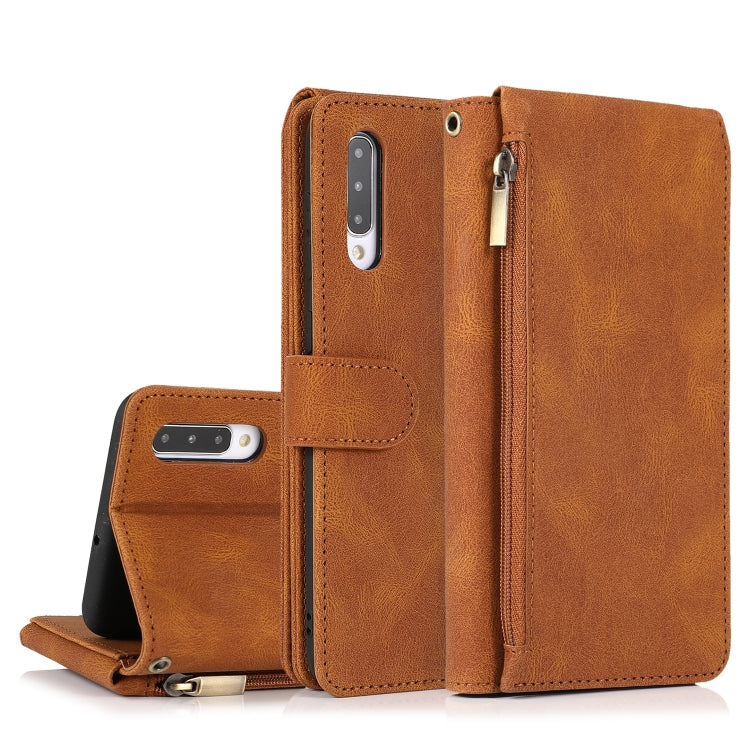 Skin-feel Crazy Horse Texture Zipper Wallet Bag Horizontal Flip Leather Case with Holder & Card Slots & Wallet & Lanyard, For Samsung Galaxy A11, For Samsung Galaxy A12, For Samsung Galaxy A20 / A30, For Samsung Galaxy A21, For Samsung Galaxy A21s�����...