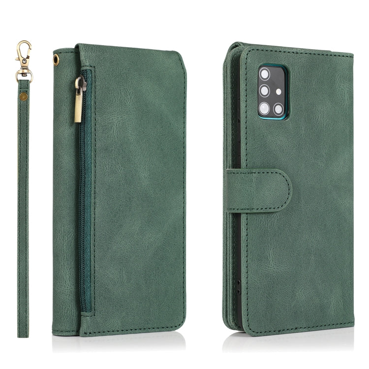 Skin-feel Crazy Horse Texture Zipper Wallet Bag Horizontal Flip Leather Case with Holder & Card Slots & Wallet & Lanyard, For Samsung Galaxy A51, For Samsung Galaxy A51 5G, For Samsung Galaxy A52 5G, For Samsung Galaxy A70, For Samsung Galaxy A71������...