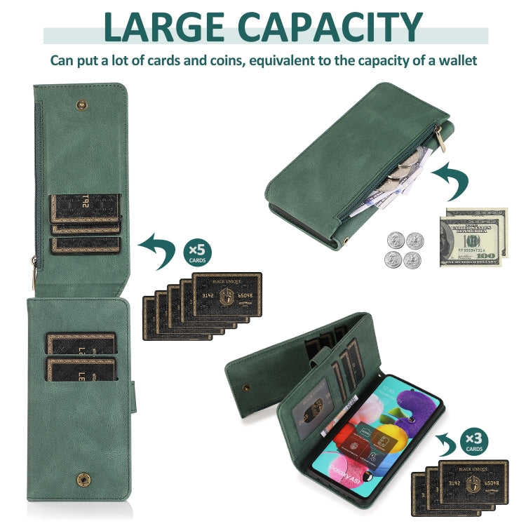 Skin-feel Crazy Horse Texture Zipper Wallet Bag Horizontal Flip Leather Case with Holder & Card Slots & Wallet & Lanyard, For Samsung Galaxy A51, For Samsung Galaxy A51 5G, For Samsung Galaxy A52 5G, For Samsung Galaxy A70, For Samsung Galaxy A71������...