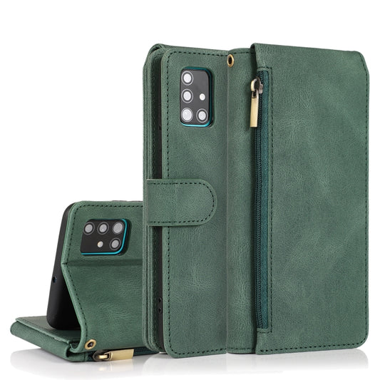 Skin-feel Crazy Horse Texture Zipper Wallet Bag Horizontal Flip Leather Case with Holder & Card Slots & Wallet & Lanyard, For Samsung Galaxy A51, For Samsung Galaxy A51 5G, For Samsung Galaxy A52 5G, For Samsung Galaxy A70, For Samsung Galaxy A71������...