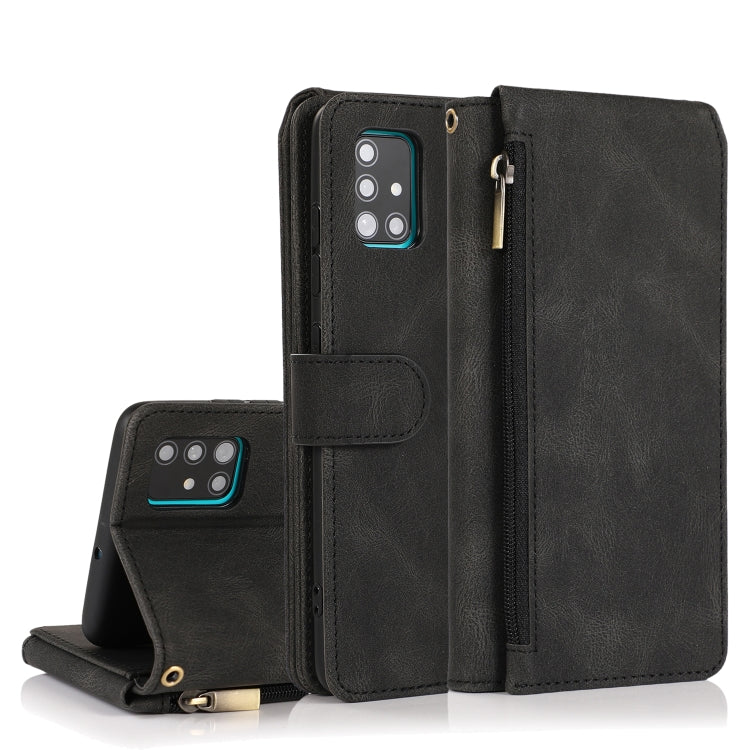 Skin-feel Crazy Horse Texture Zipper Wallet Bag Horizontal Flip Leather Case with Holder & Card Slots & Wallet & Lanyard, For Samsung Galaxy A51, For Samsung Galaxy A51 5G, For Samsung Galaxy A52 5G, For Samsung Galaxy A70, For Samsung Galaxy A71������...
