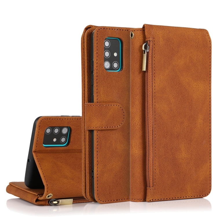 Skin-feel Crazy Horse Texture Zipper Wallet Bag Horizontal Flip Leather Case with Holder & Card Slots & Wallet & Lanyard, For Samsung Galaxy A51, For Samsung Galaxy A51 5G, For Samsung Galaxy A52 5G, For Samsung Galaxy A70, For Samsung Galaxy A71������...