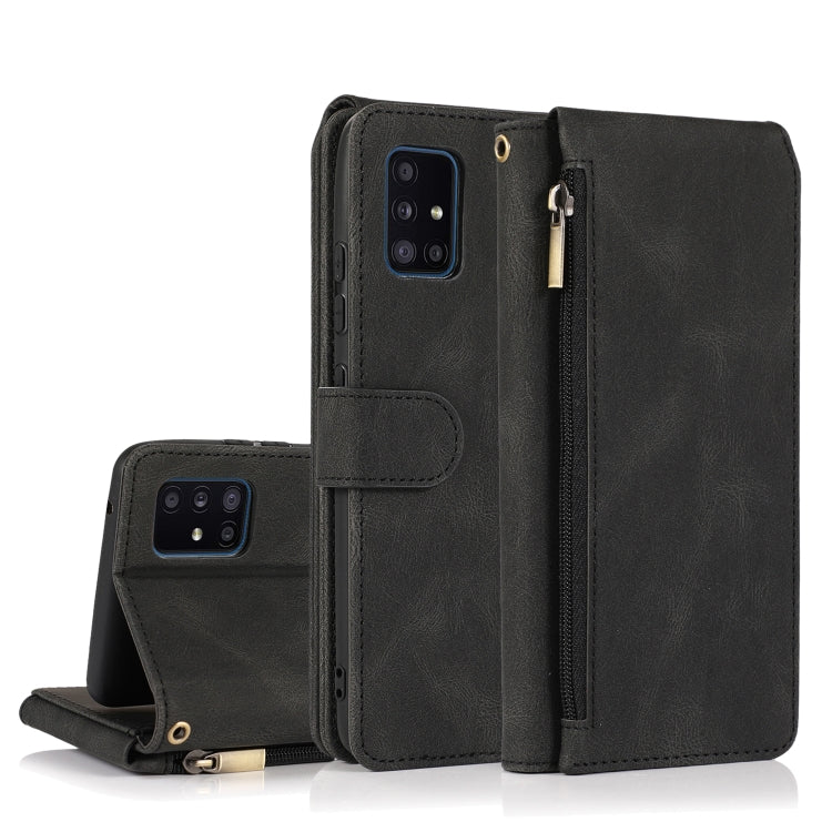 Skin-feel Crazy Horse Texture Zipper Wallet Bag Horizontal Flip Leather Case with Holder & Card Slots & Wallet & Lanyard, For Samsung Galaxy A51, For Samsung Galaxy A51 5G, For Samsung Galaxy A52 5G, For Samsung Galaxy A70, For Samsung Galaxy A71������...