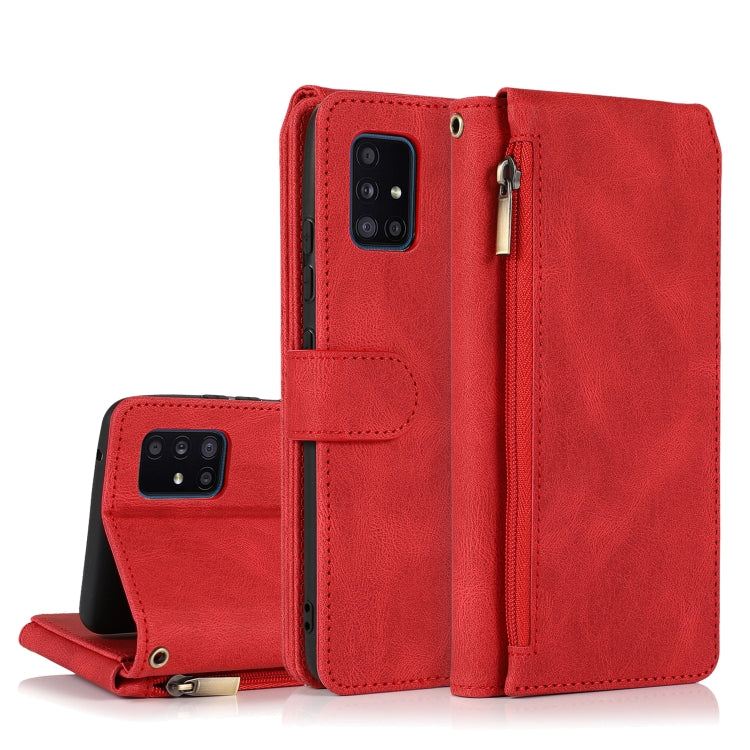 Skin-feel Crazy Horse Texture Zipper Wallet Bag Horizontal Flip Leather Case with Holder & Card Slots & Wallet & Lanyard, For Samsung Galaxy A51, For Samsung Galaxy A51 5G, For Samsung Galaxy A52 5G, For Samsung Galaxy A70, For Samsung Galaxy A71������...