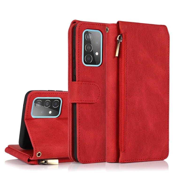 Skin-feel Crazy Horse Texture Zipper Wallet Bag Horizontal Flip Leather Case with Holder & Card Slots & Wallet & Lanyard, For Samsung Galaxy A51, For Samsung Galaxy A51 5G, For Samsung Galaxy A52 5G, For Samsung Galaxy A70, For Samsung Galaxy A71������...