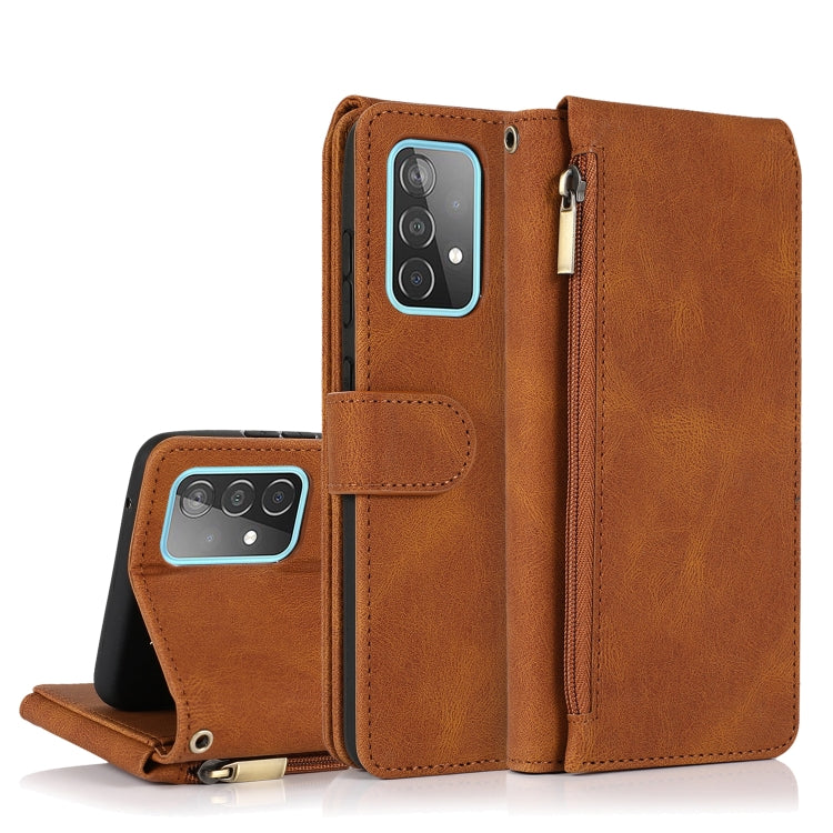 Skin-feel Crazy Horse Texture Zipper Wallet Bag Horizontal Flip Leather Case with Holder & Card Slots & Wallet & Lanyard, For Samsung Galaxy A51, For Samsung Galaxy A51 5G, For Samsung Galaxy A52 5G, For Samsung Galaxy A70, For Samsung Galaxy A71������...