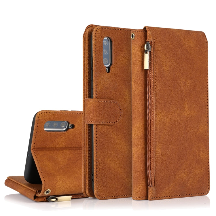 Skin-feel Crazy Horse Texture Zipper Wallet Bag Horizontal Flip Leather Case with Holder & Card Slots & Wallet & Lanyard, For Samsung Galaxy A51, For Samsung Galaxy A51 5G, For Samsung Galaxy A52 5G, For Samsung Galaxy A70, For Samsung Galaxy A71������...
